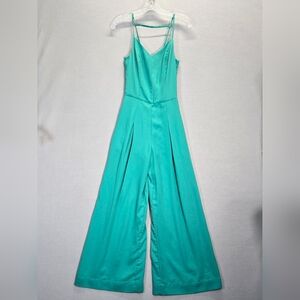 Sugar + Lips  Dressy V-Neck Jumpsuit Turquoise Inside Short Size XS
